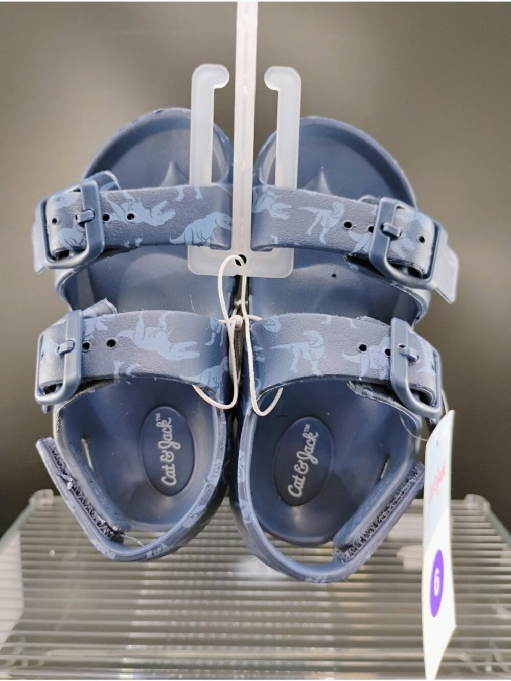 Cat & Jack Kids Blue Dinosaur Sandals Size 6 Adjustable Straps